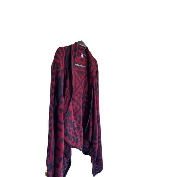 A Knitch Above Womens Sweater Red M Open Front Waterfall Front Ruana Cardigan - Picture 7 of 8